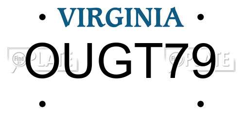 OUGT79 Virginia License Plate