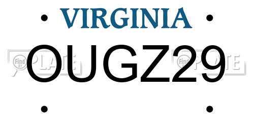 OUGZ29 Virginia License Plate