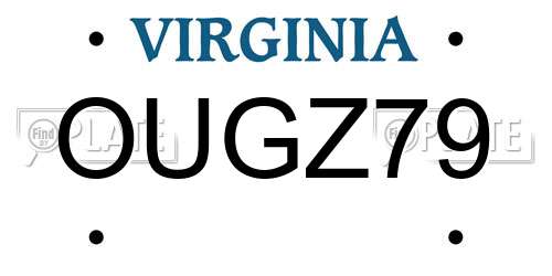 OUGZ79 Virginia License Plate