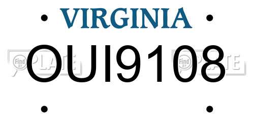 OUI9108 Virginia License Plate