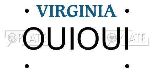 OUIOUI Virginia License Plate