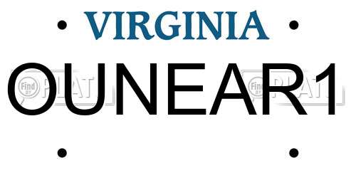 OUNEAR1 Virginia License Plate