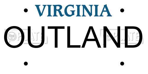 OUTLAND Virginia License Plate