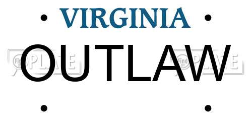 OUTLAW Virginia License Plate