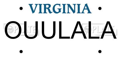 OUULALA Virginia License Plate