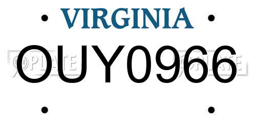 OUY0966 Virginia License Plate