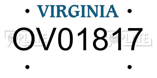 OV01817 Virginia License Plate