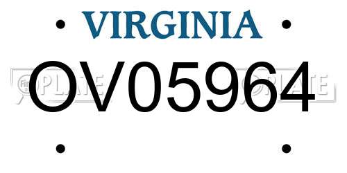 OV05964 Virginia License Plate