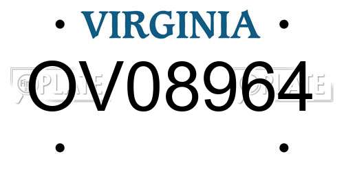 OV08964 Virginia License Plate