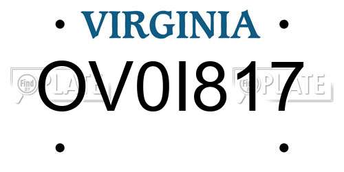 OV0I817 Virginia License Plate