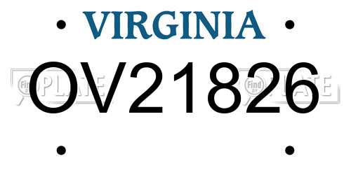 OV21826 Virginia License Plate