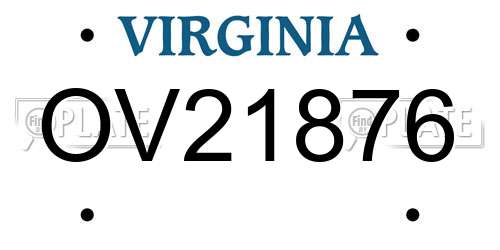 OV21876 Virginia License Plate