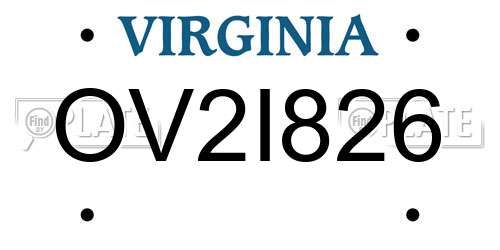 OV2I826 Virginia License Plate
