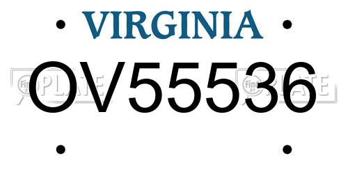 OV55536 Virginia License Plate