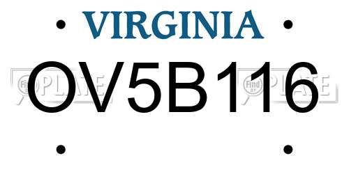 OV5B116 Virginia License Plate