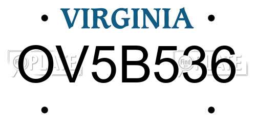 OV5B536 Virginia License Plate