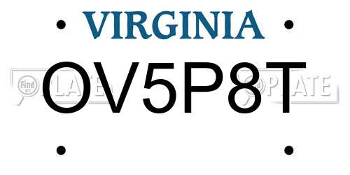OV5P8T Virginia License Plate