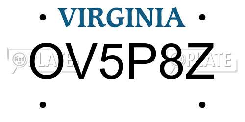 OV5P8Z Virginia License Plate