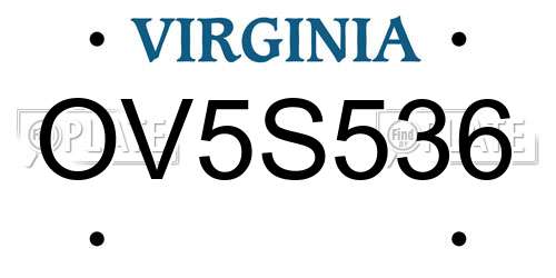 OV5S536 Virginia License Plate