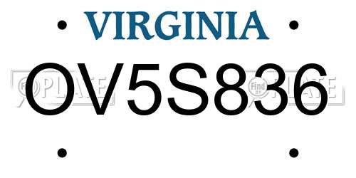 OV5S836 Virginia License Plate