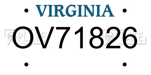 OV71826 Virginia License Plate