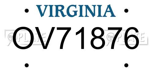 OV71876 Virginia License Plate