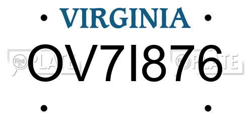 OV7I876 Virginia License Plate
