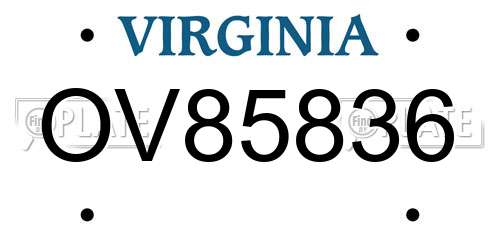 OV85836 Virginia License Plate