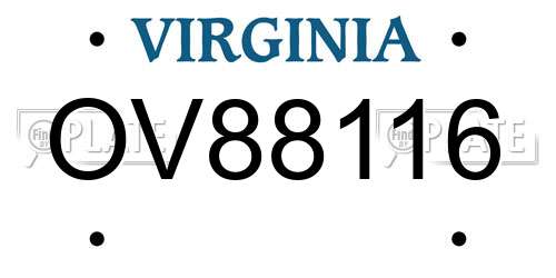 OV88116 Virginia License Plate