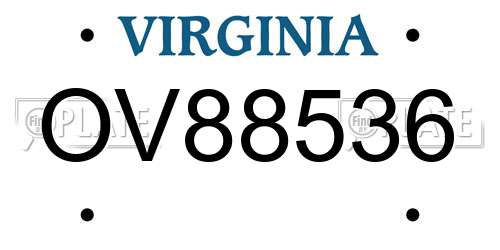 OV88536 Virginia License Plate