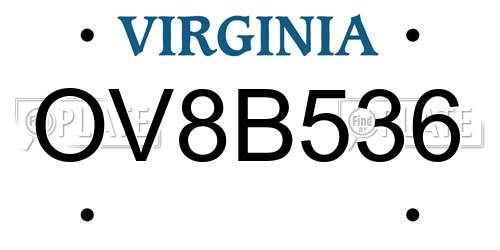 OV8B536 Virginia License Plate