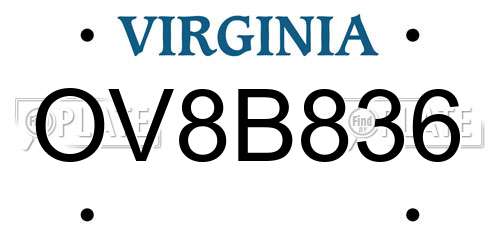 OV8B836 Virginia License Plate