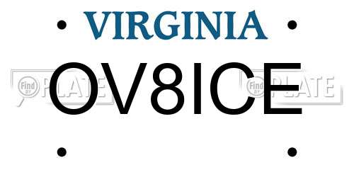 OV8ICE Virginia License Plate
