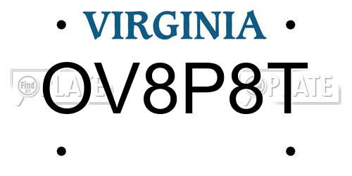OV8P8T Virginia License Plate