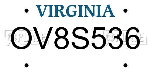 OV8S536 Virginia License Plate