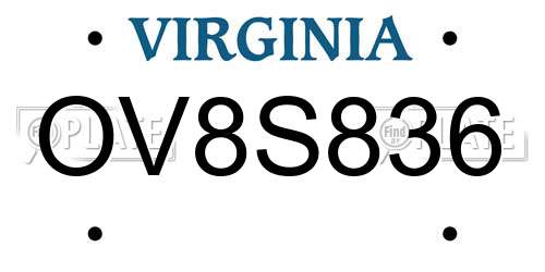 OV8S836 Virginia License Plate