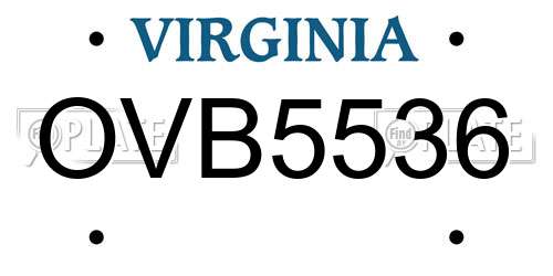 OVB5536 Virginia License Plate