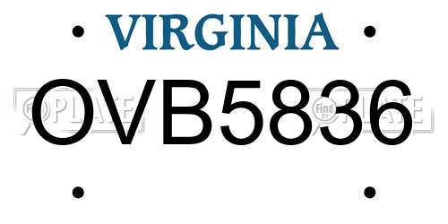 OVB5836 Virginia License Plate