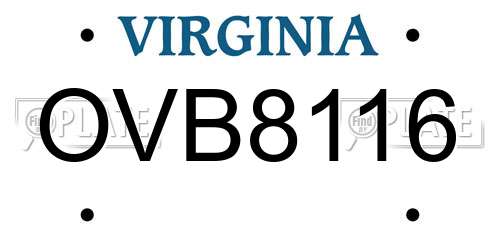 OVB8116 Virginia License Plate