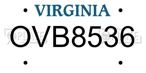 OVB8536 Virginia License Plate