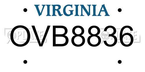 OVB8836 Virginia License Plate