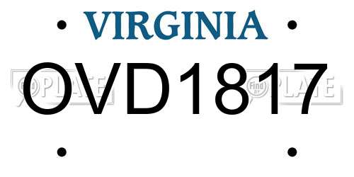 OVD1817 Virginia License Plate