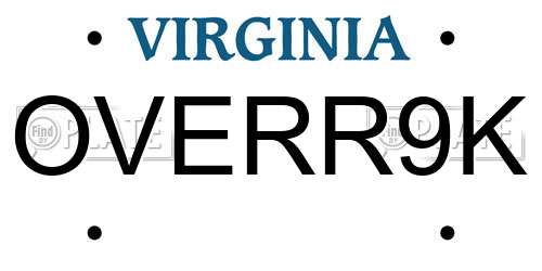 OVERR9K Virginia License Plate