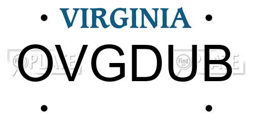 OVGDUB Virginia License Plate