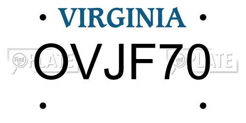 OVJF70 Virginia License Plate