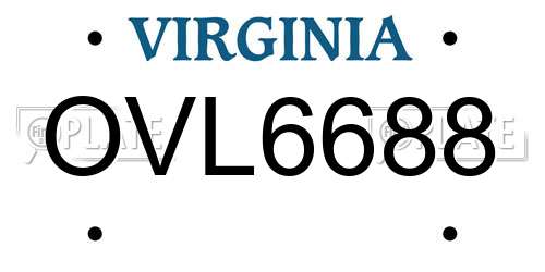 OVL6688 Virginia License Plate