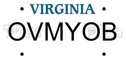 OVMYOB Virginia License Plate