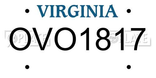 OVO1817 Virginia License Plate