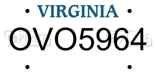 OVO5964 Virginia License Plate