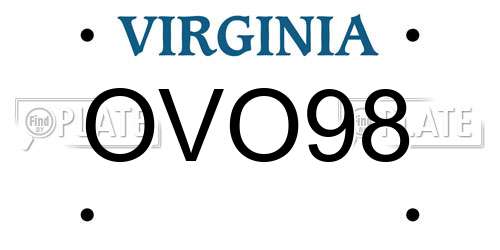 OVO98 Virginia License Plate